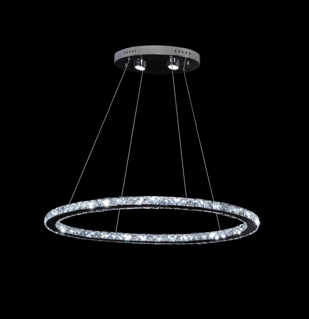 6-Light Chrome Led Chandelier With Clear Crystal Accents by Bethel