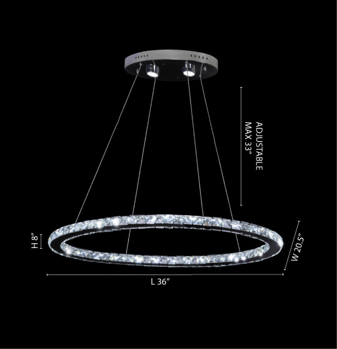 6-Light Chrome Led Chandelier With Clear Crystal Accents