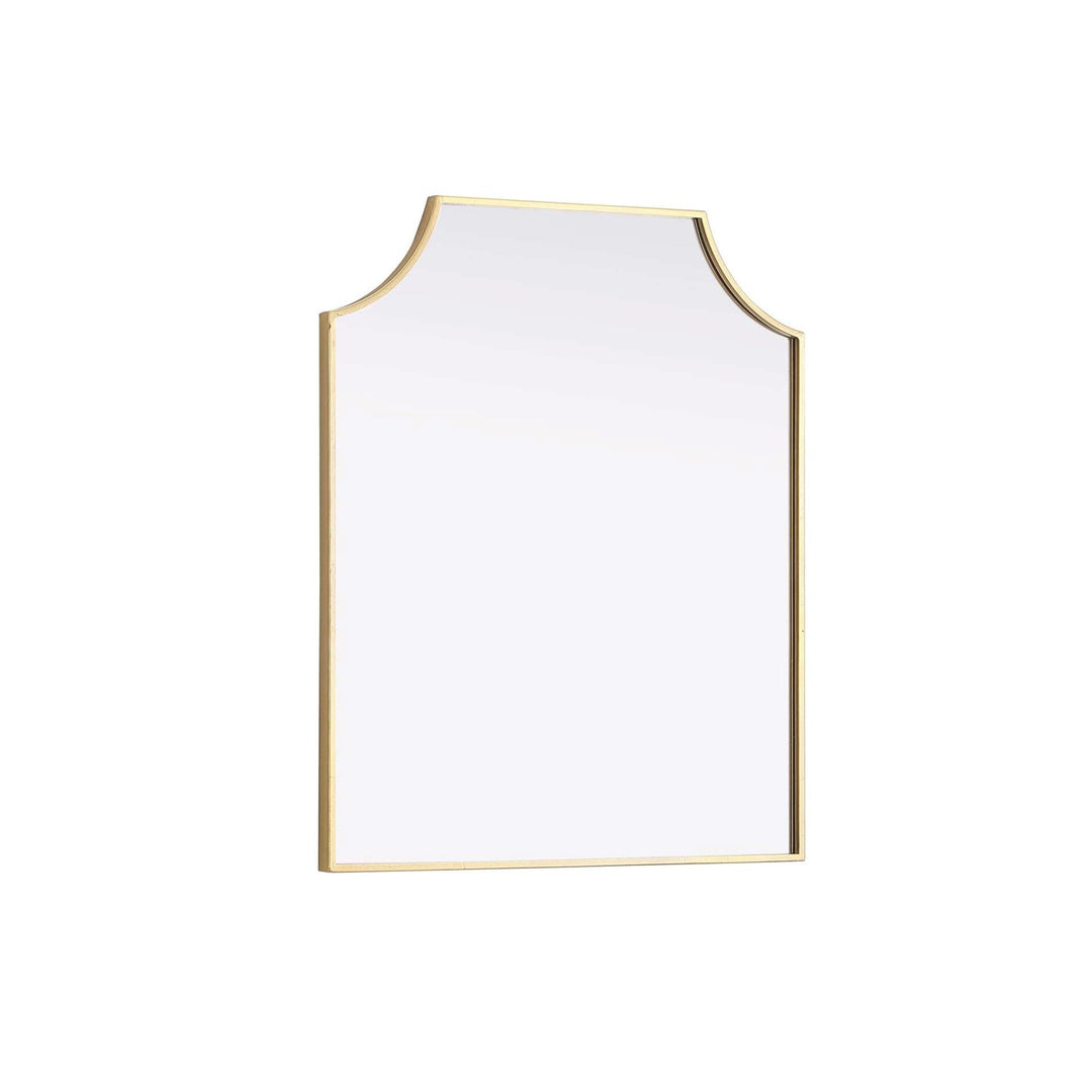 Notched Metal Mirror 27X32 Inch In Brass