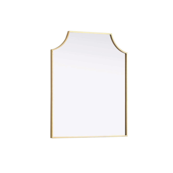Notched Metal Mirror 27X32 Inch In Brass