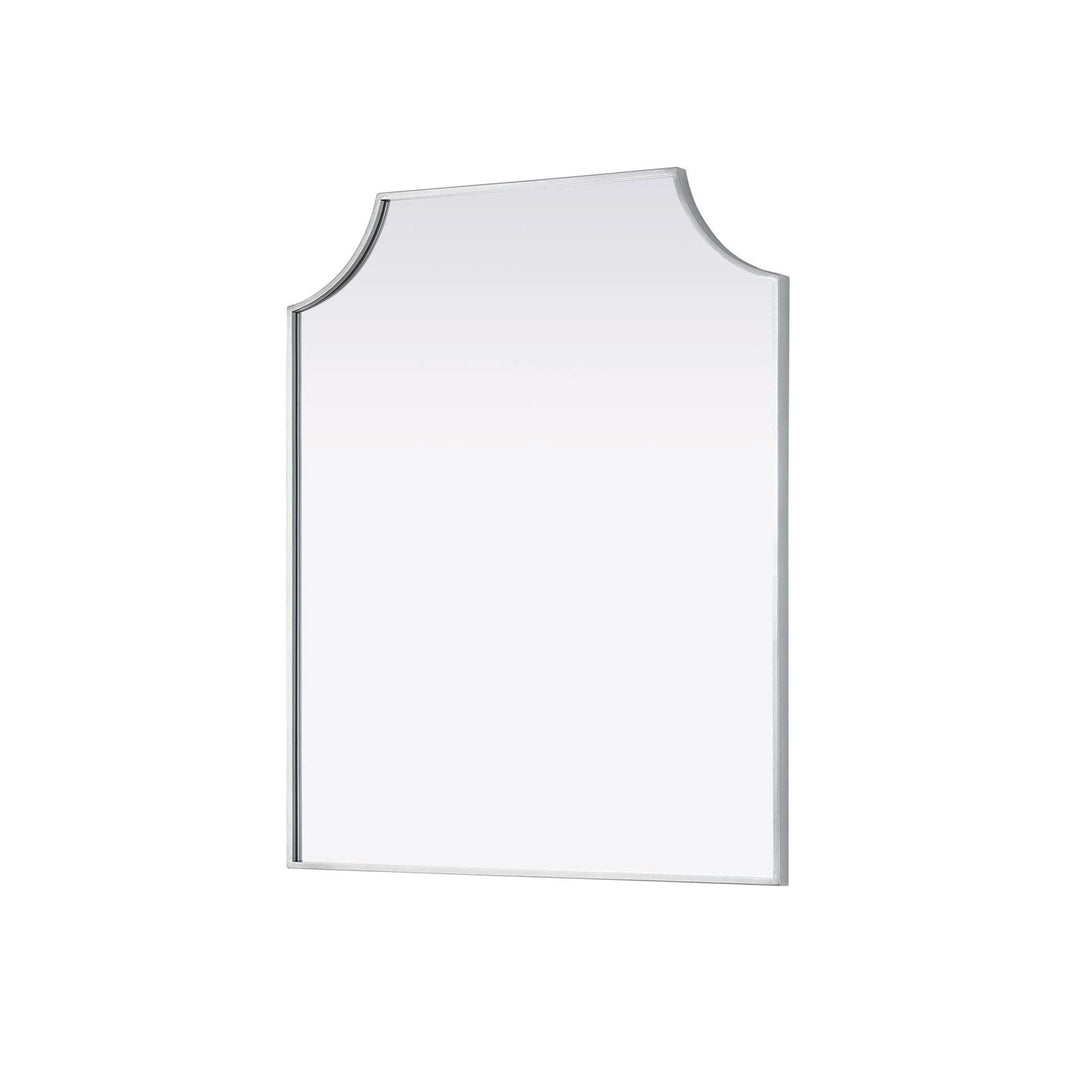 Notched Metal Mirror 30X36 Inch In Silver