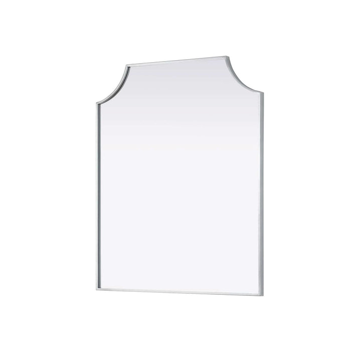 Notched Metal Mirror 30X36 Inch In Silver