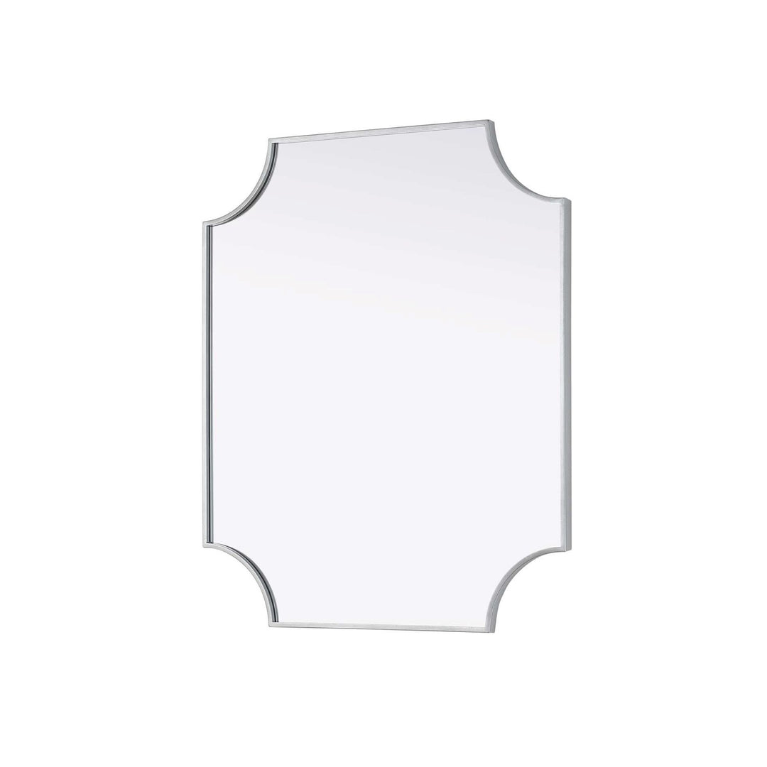 Notched Metal Mirror 30X36 Inch In Silver