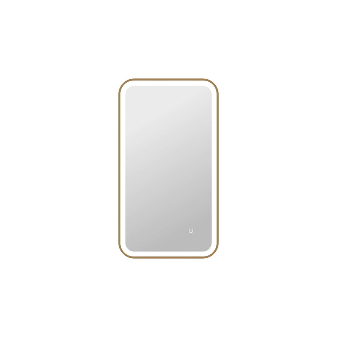 36 Inch Rectangle Led Front And Backlit Wall Mirror In Satin Gold by Elegant Kitchen and Bath