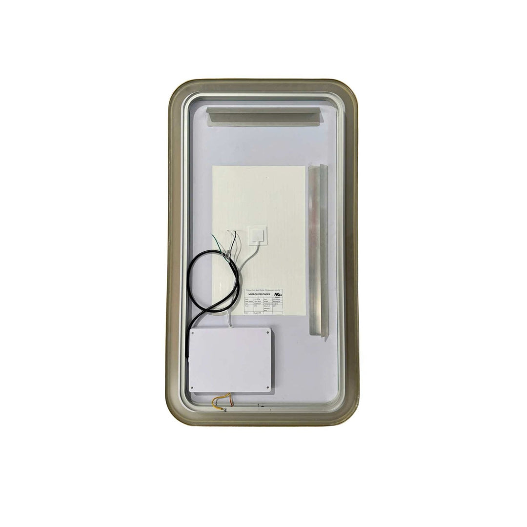 36 Inch Rectangle Led Front And Backlit Wall Mirror In Satin Gold