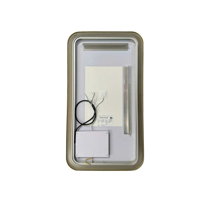 36 Inch Rectangle Led Front And Backlit Wall Mirror In Satin Gold