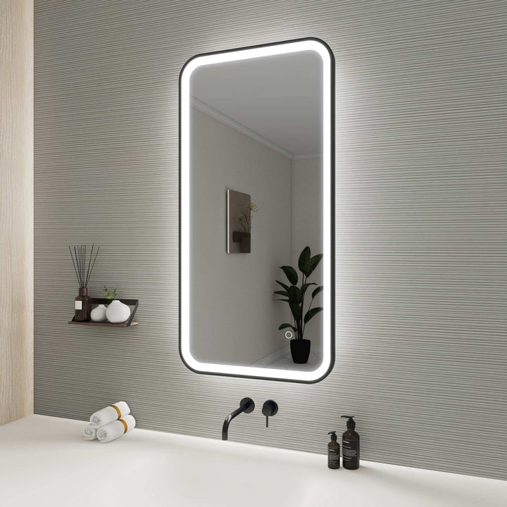 40 Inch Rectangle Led Front And Backlit Wall Mirror In Black