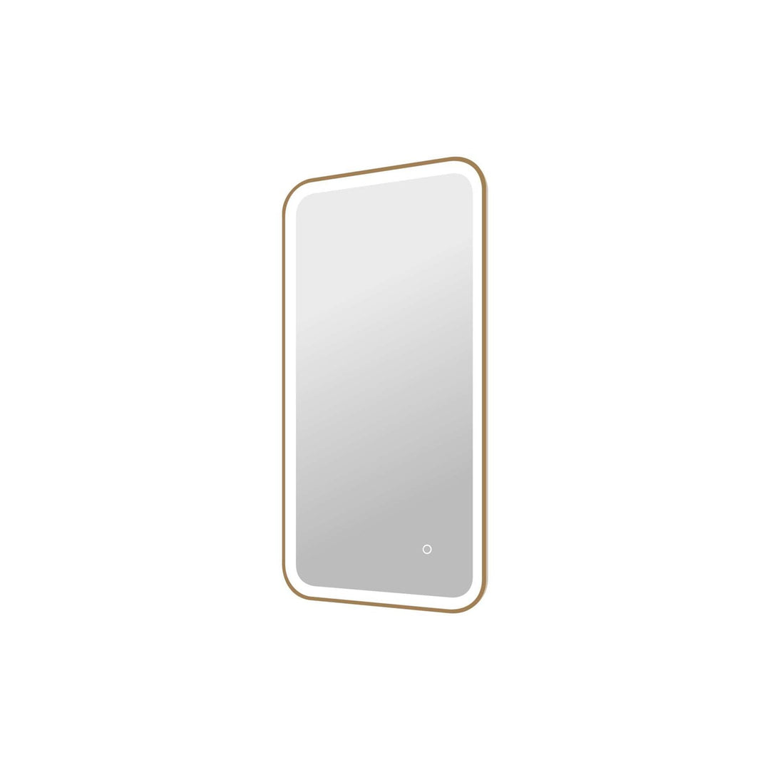 40 Inch Rectangle Led Front And Backlit Wall Mirror In Satin Gold