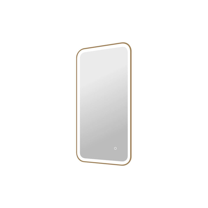 40 Inch Rectangle Led Front And Backlit Wall Mirror In Satin Gold