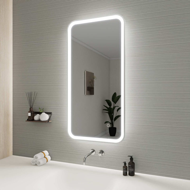 40 Inch Rectangle Led Front And Backlit Wall Mirror In Silver
