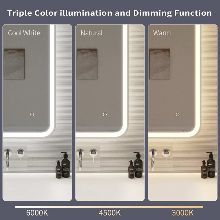 40 Inch Rectangle Led Front And Backlit Wall Mirror In Silver