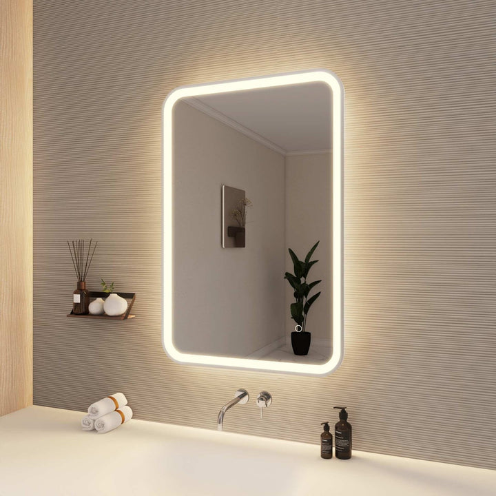 36 Inch Rectangle Led Front And Backlit Wall Mirror In Silver