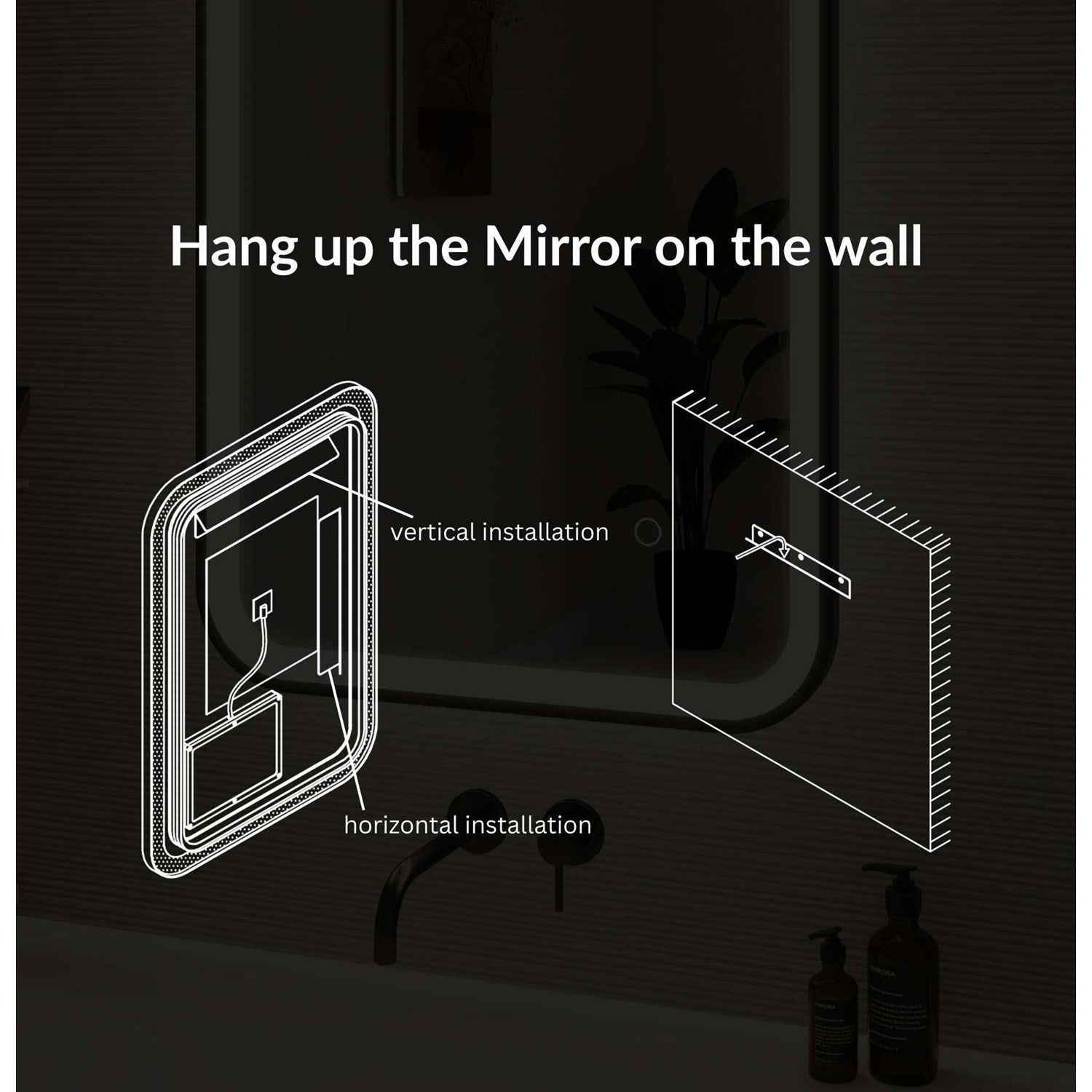 40 Inch Rectangle Led Front And Backlit Wall Mirror In Satin Gold