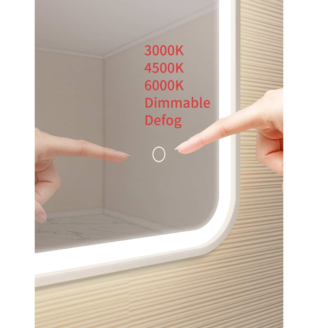 40 Inch Rectangle Led Front And Backlit Wall Mirror In Silver