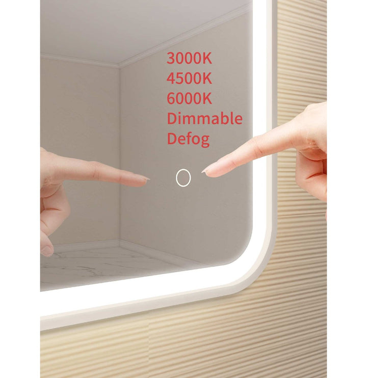 40 Inch Rectangle Led Front And Backlit Wall Mirror In Silver