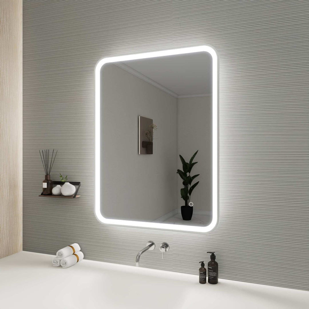 36 Inch Rectangle Led Front And Backlit Wall Mirror In Silver