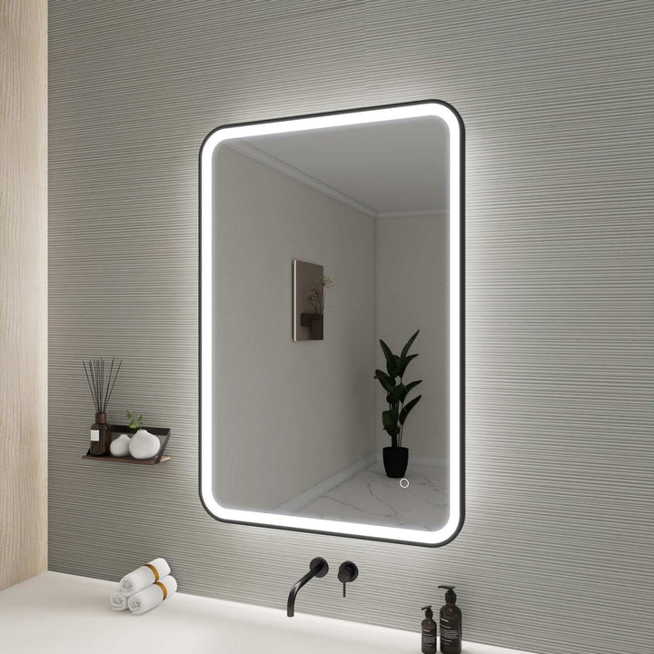 40 Inch Rectangle Led Front And Backlit Wall Mirror In Black