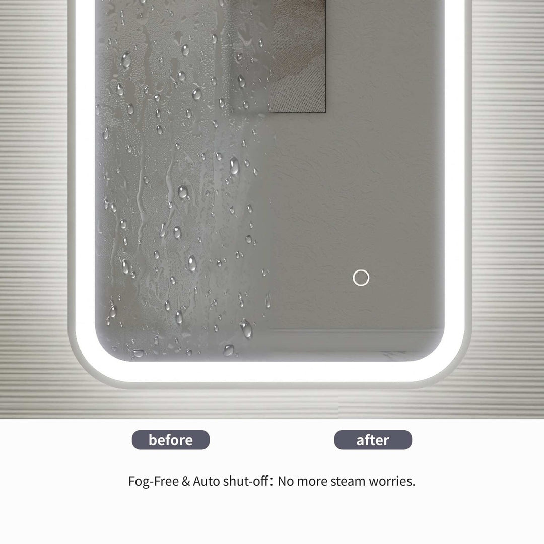 40 Inch Rectangle Led Front And Backlit Wall Mirror In Silver
