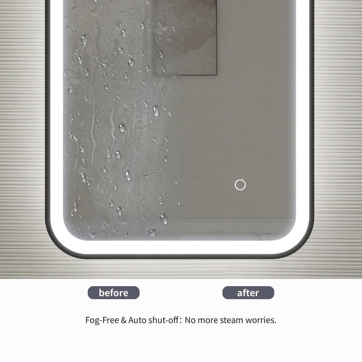 36 Inch Rectangle Led Front And Backlit Wall Mirror In Black