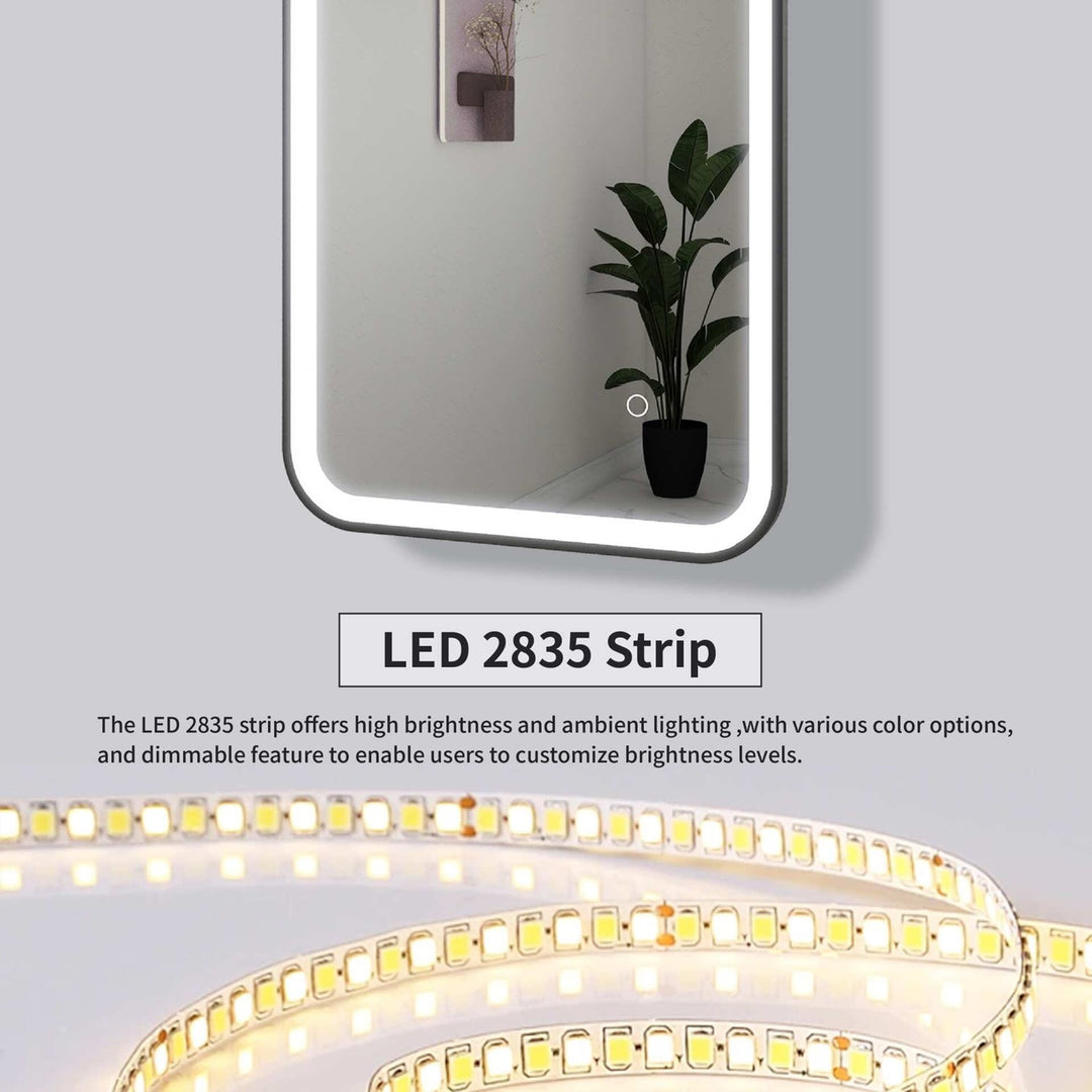 36 Inch Rectangle Led Front And Backlit Wall Mirror In Black