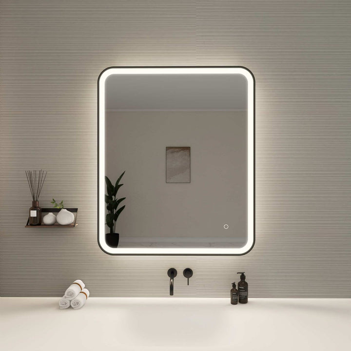 36 Inch Rectangle Led Front And Backlit Wall Mirror In Black