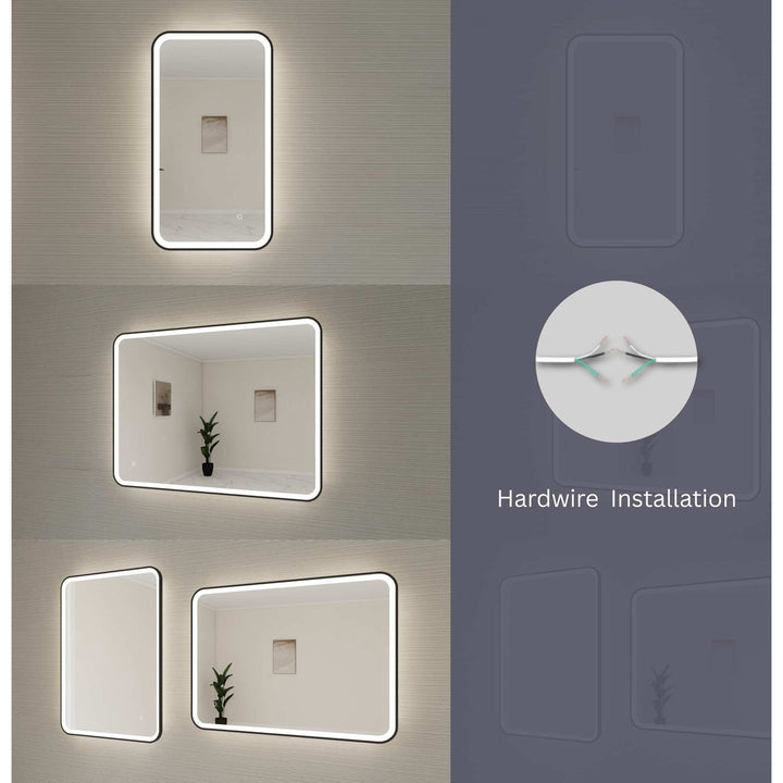 36 Inch Rectangle Led Front And Backlit Wall Mirror In Satin Gold
