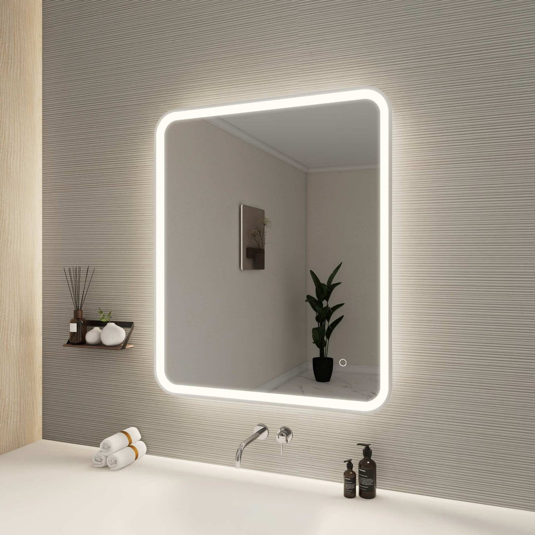 36 Inch Rectangle Led Front And Backlit Wall Mirror In Silver