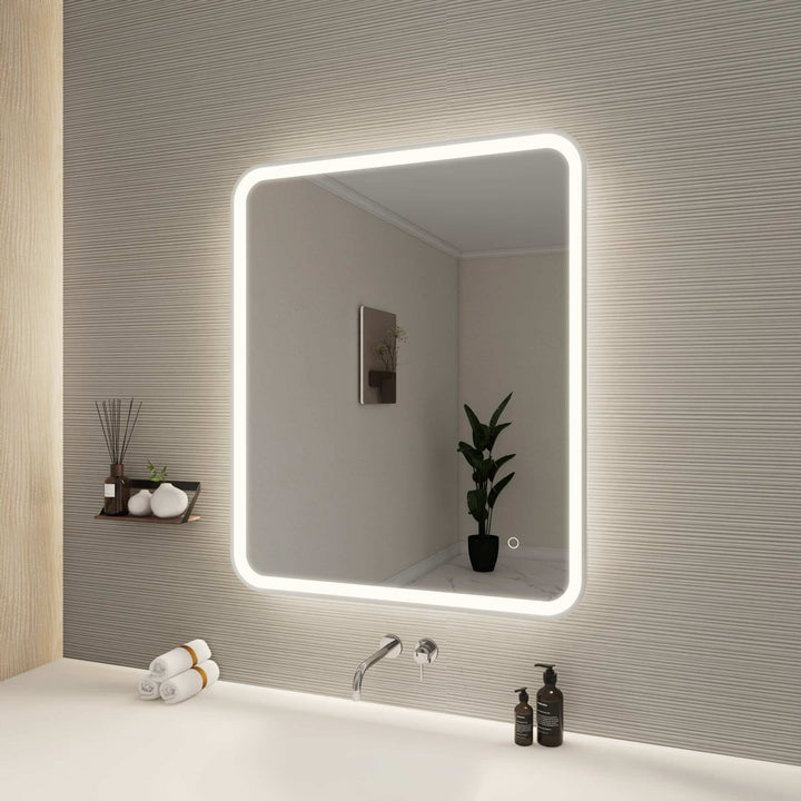 36 Inch Rectangle Led Front And Backlit Wall Mirror In Silver