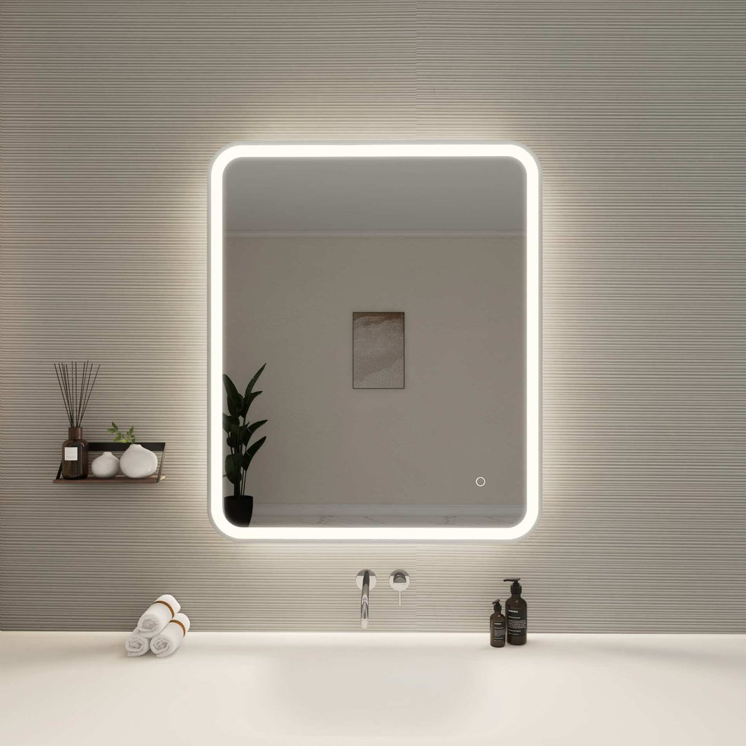36 Inch Rectangle Led Front And Backlit Wall Mirror In Silver