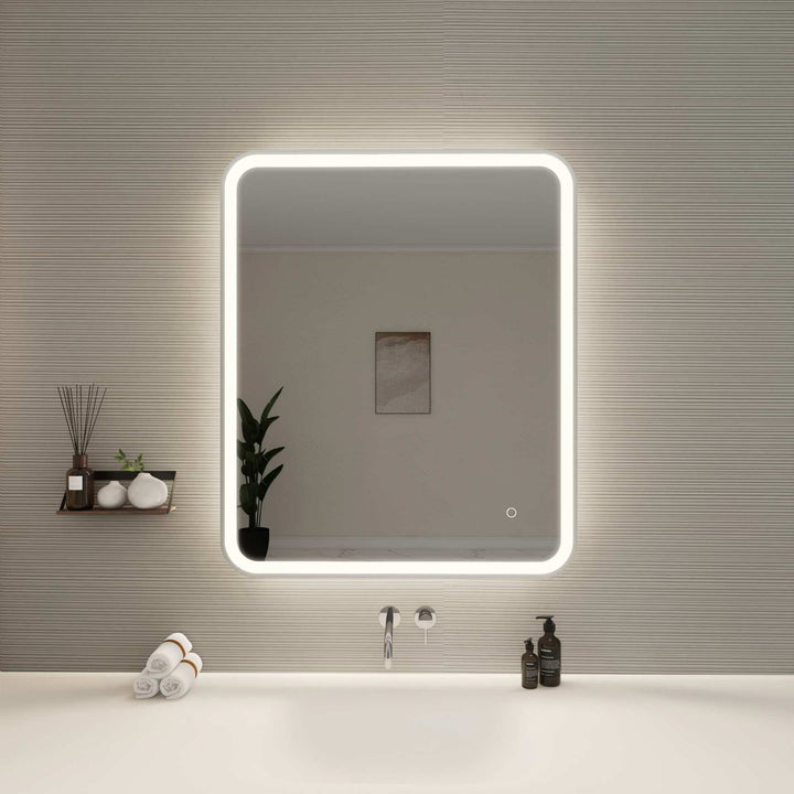 36 Inch Rectangle Led Front And Backlit Wall Mirror In Silver