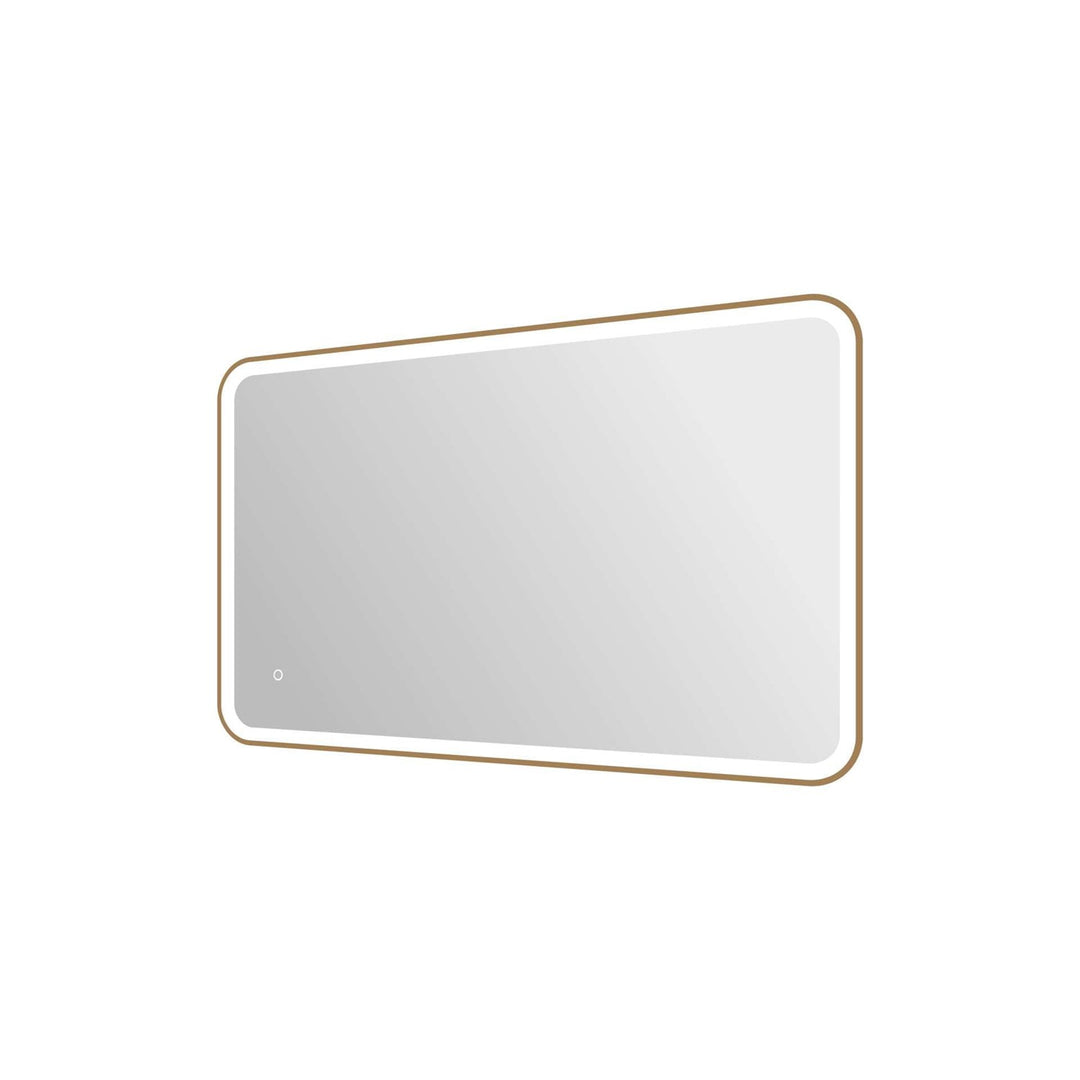48 Inch Rectangle Led Front And Backlit Wall Mirror In Satin Gold