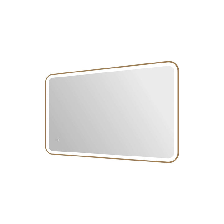 48 Inch Rectangle Led Front And Backlit Wall Mirror In Satin Gold