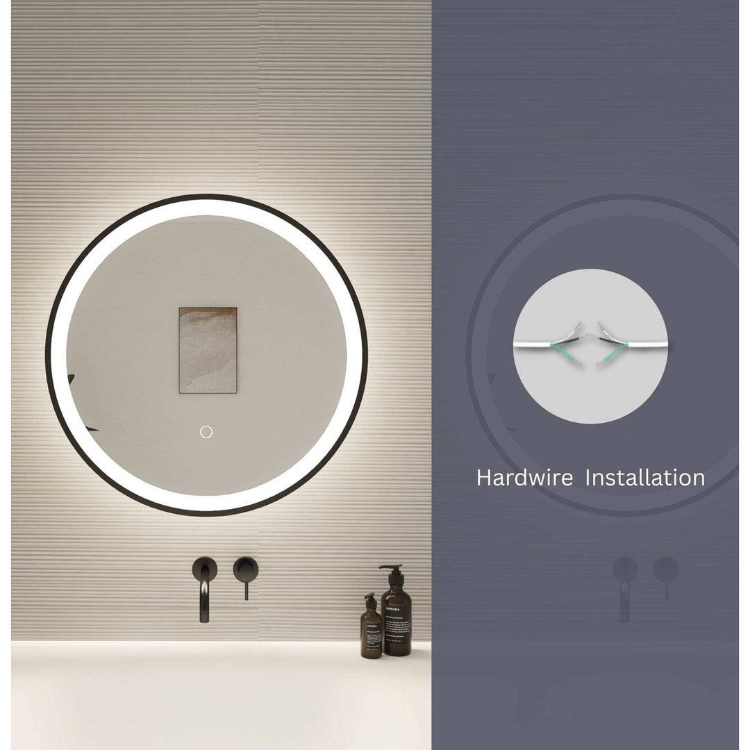 21 Round Led Front And Backlit Wall Mirror In Black