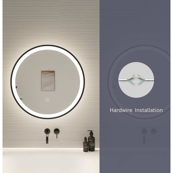 21 Round Led Front And Backlit Wall Mirror In Black