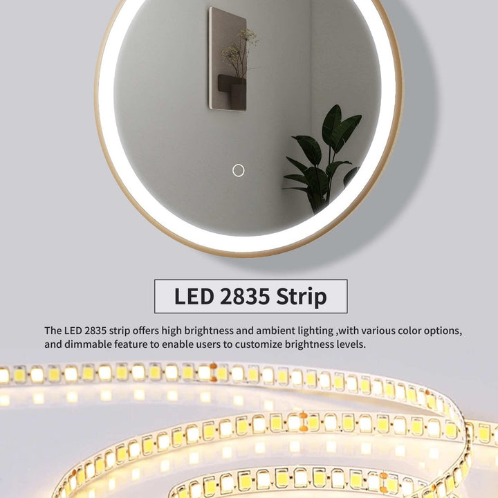21 Round Led Front And Backlit Wall Mirror In Satin Gold