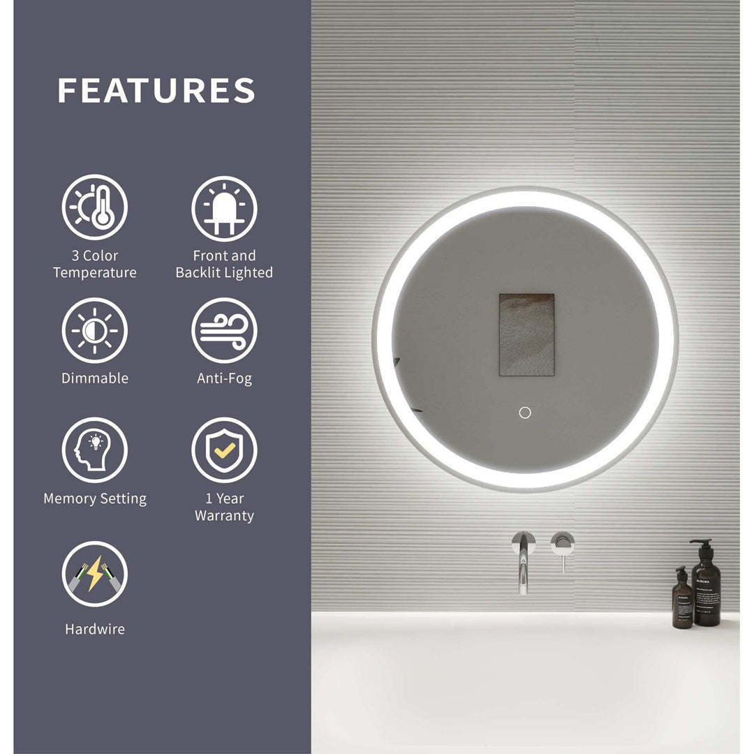 21 Round Led Front And Backlit Wall Mirror In Silver