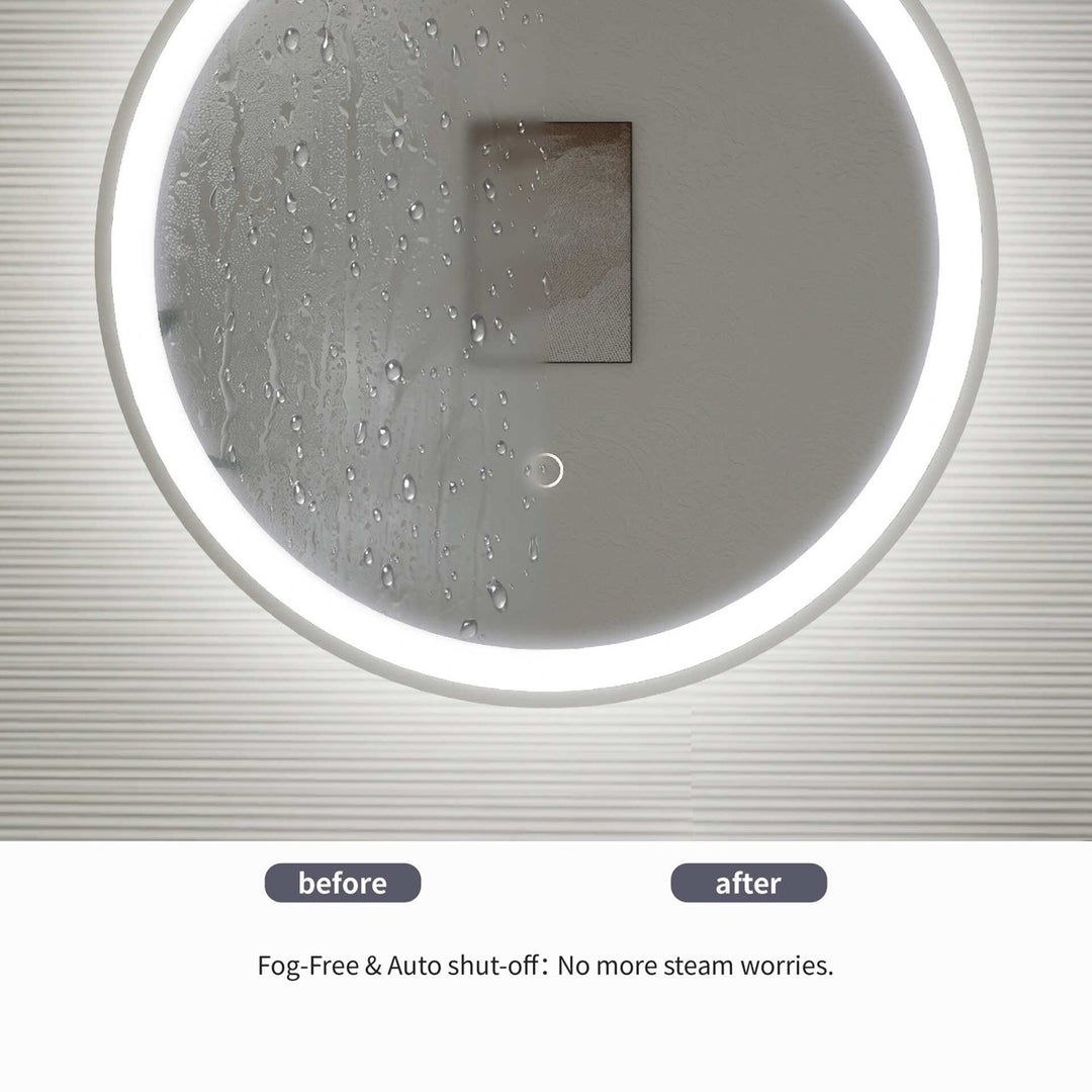 24 Round Led Front And Backlit Wall Mirror In Silver