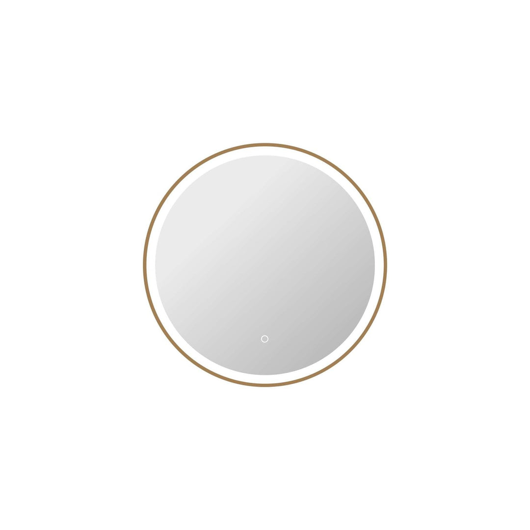 28 Round Led Front And Backlit Wall Mirror In Satin Gold by Elegant Kitchen and Bath