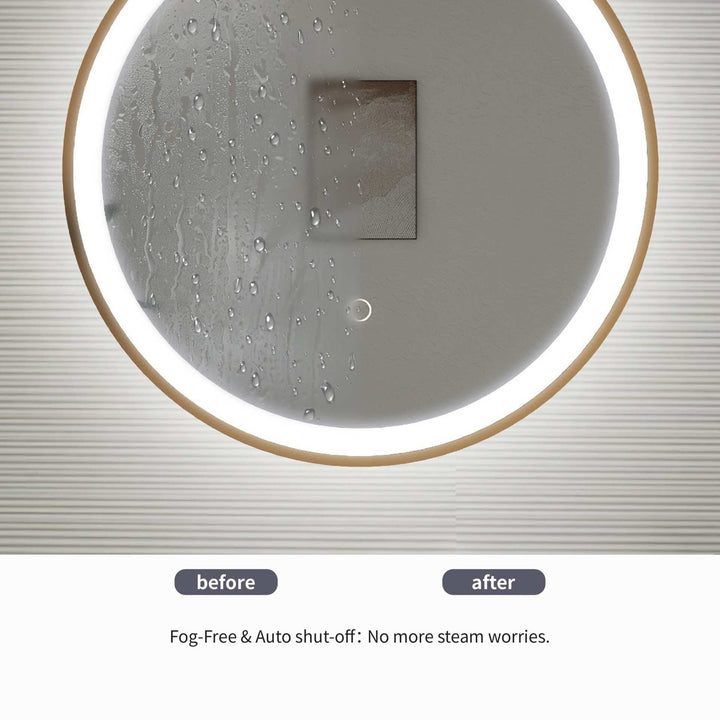28 Round Led Front And Backlit Wall Mirror In Satin Gold