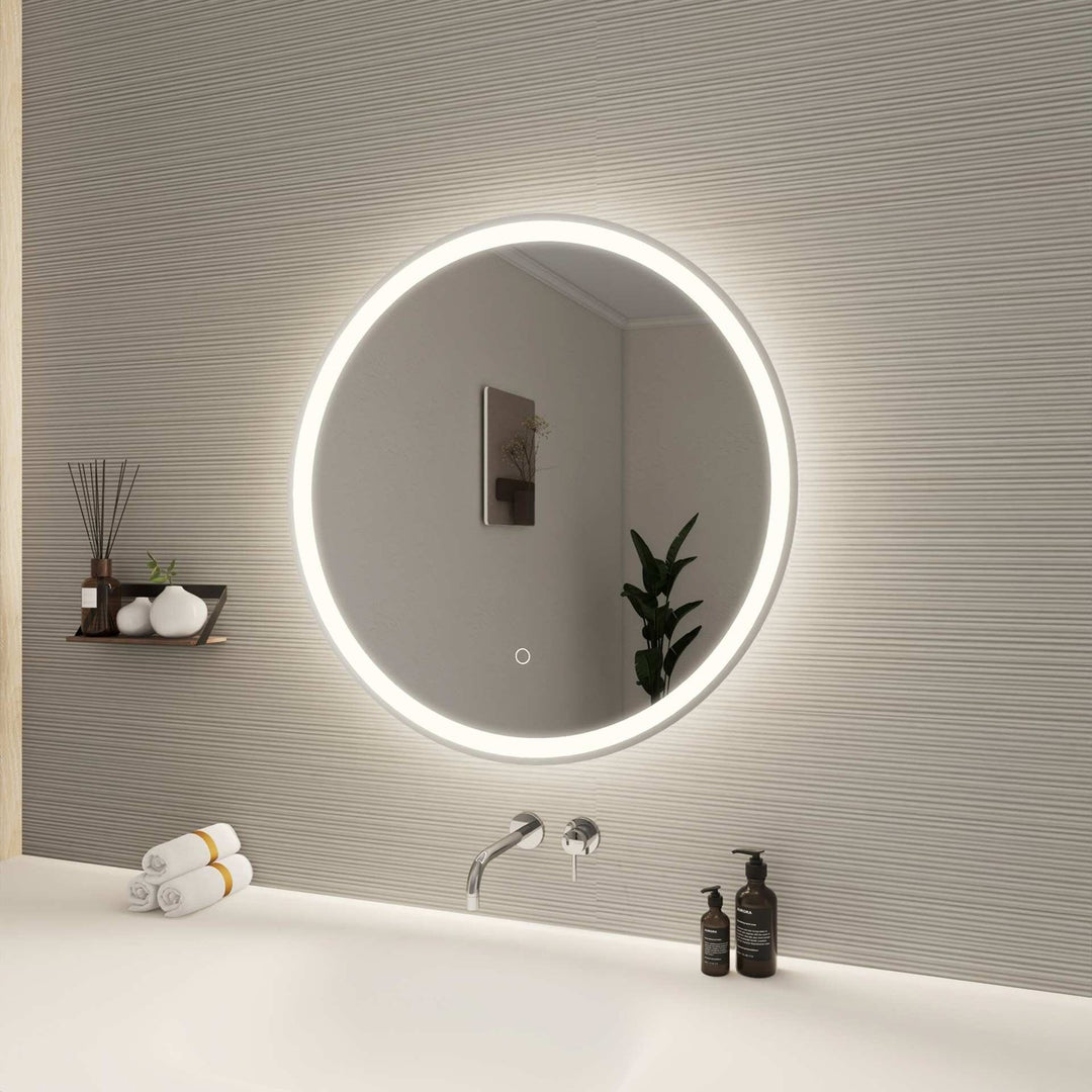 28 Round Led Front And Backlit Wall Mirror In Silver