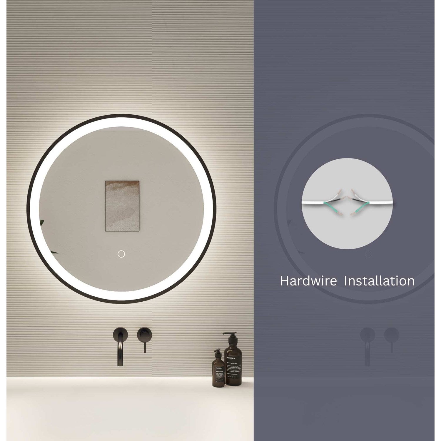32 Round Led Front And Backlit Wall Mirror In Black