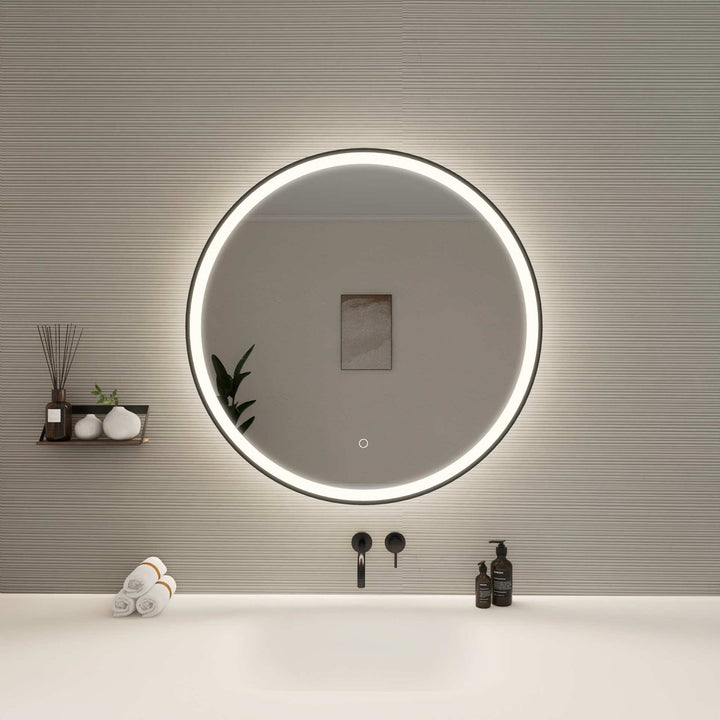 32 Round Led Front And Backlit Wall Mirror In Black