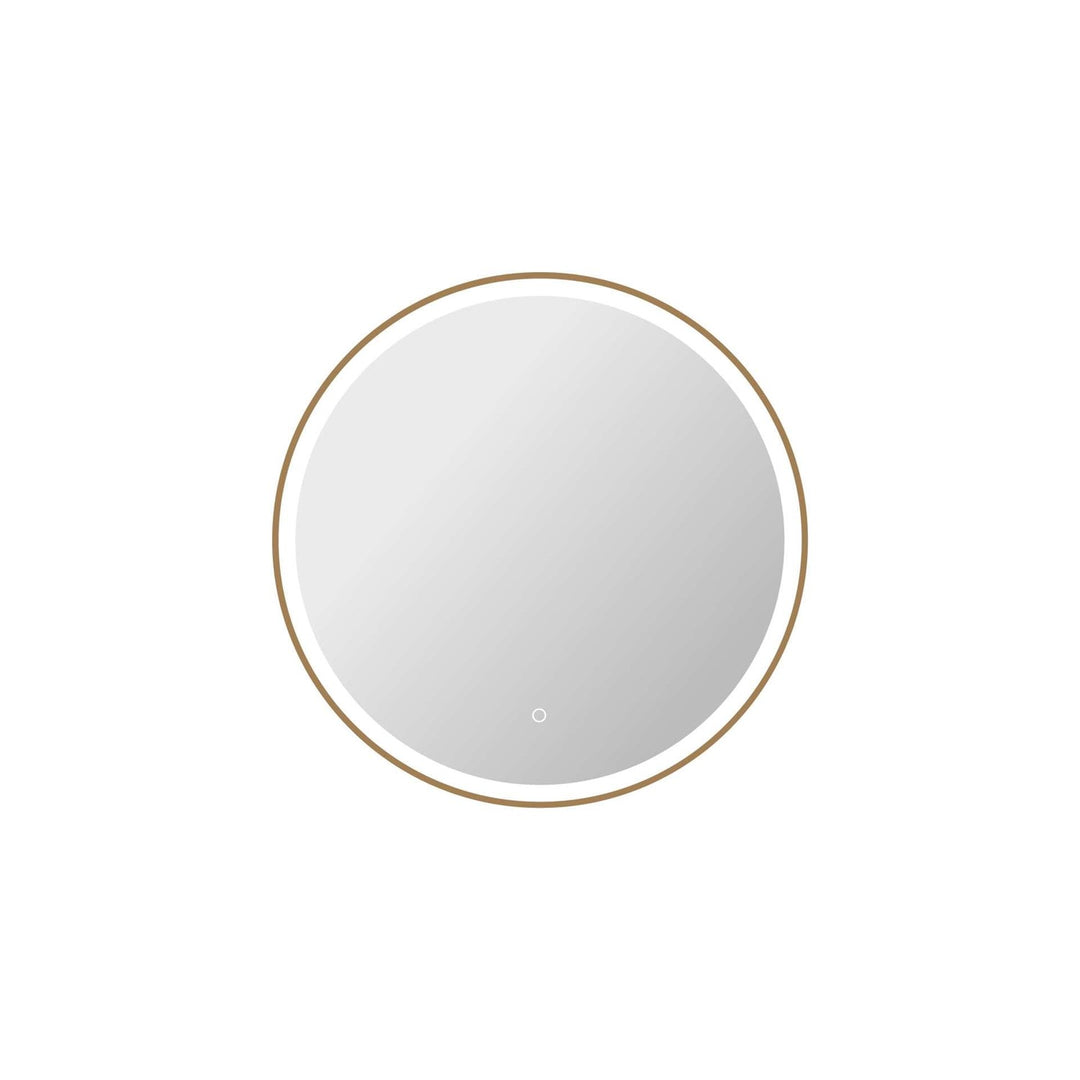 32 Round Led Front And Backlit Wall Mirror In Satin Gold by Elegant Kitchen and Bath