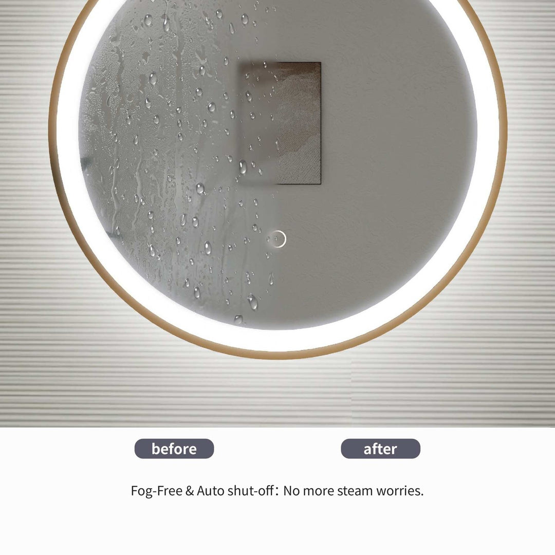 32 Round Led Front And Backlit Wall Mirror In Satin Gold