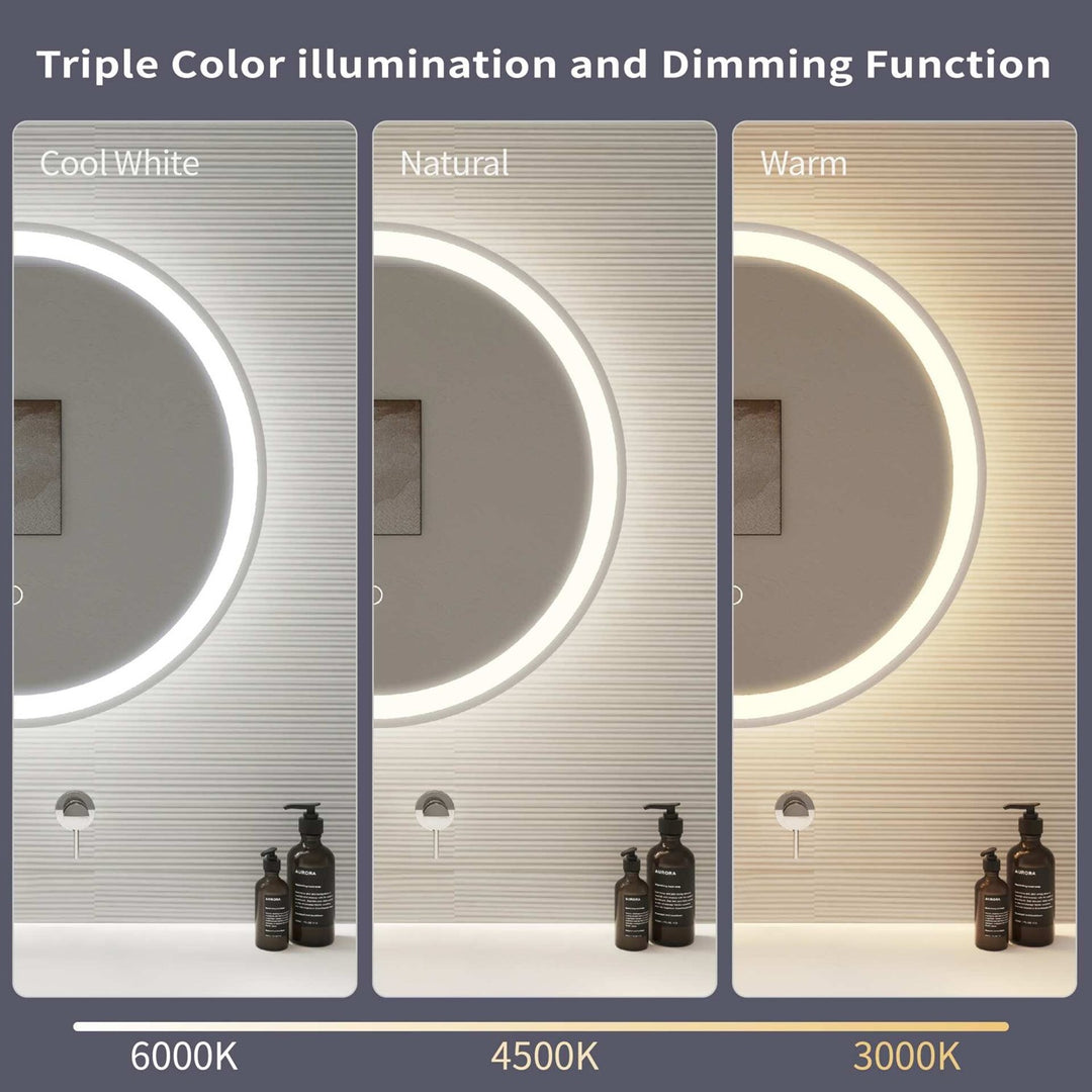 32 Round Led Front And Backlit Wall Mirror In Silver