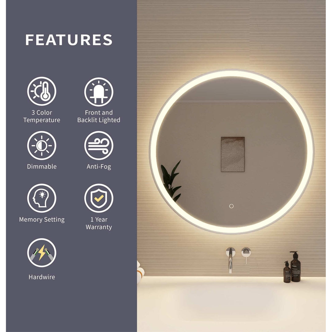 32 Round Led Front And Backlit Wall Mirror In Silver