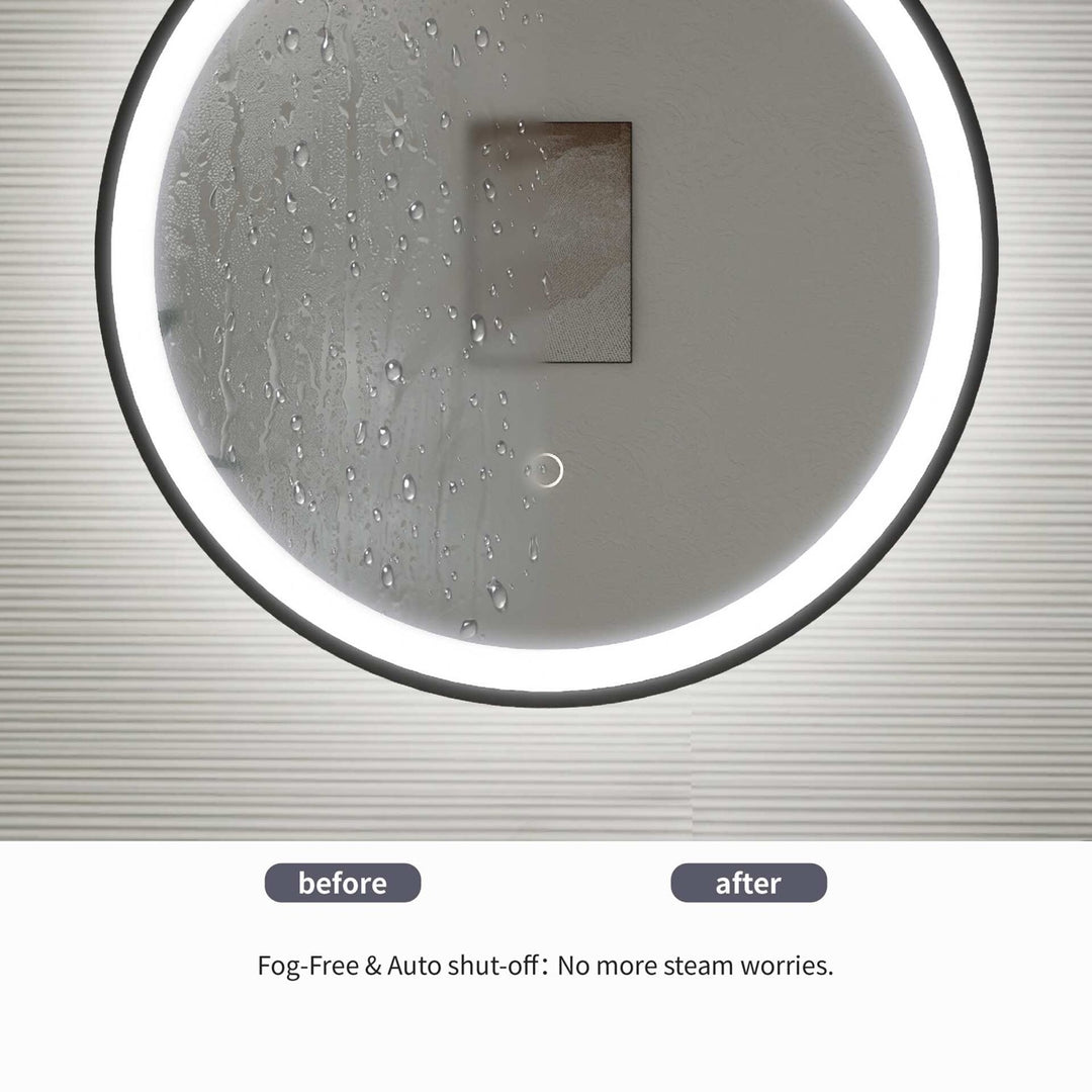 36 Round Led Front And Backlit Wall Mirror In Black