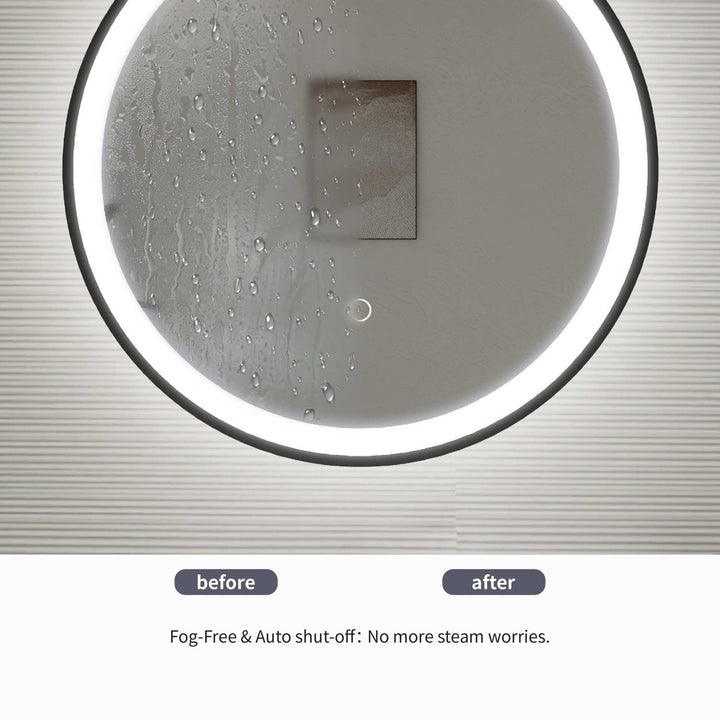 36 Round Led Front And Backlit Wall Mirror In Black
