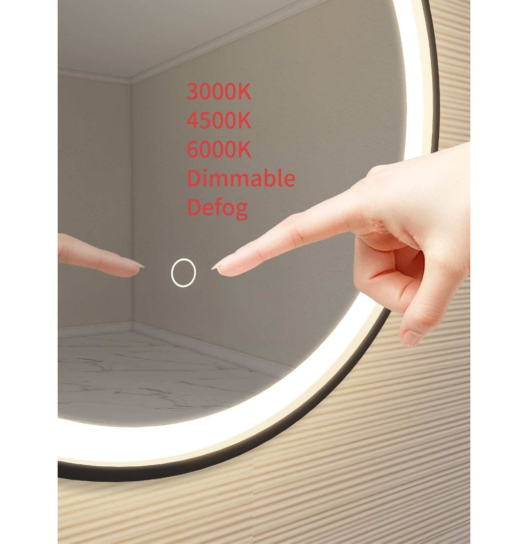 39 Round Led Front And Backlit Wall Mirror In Black