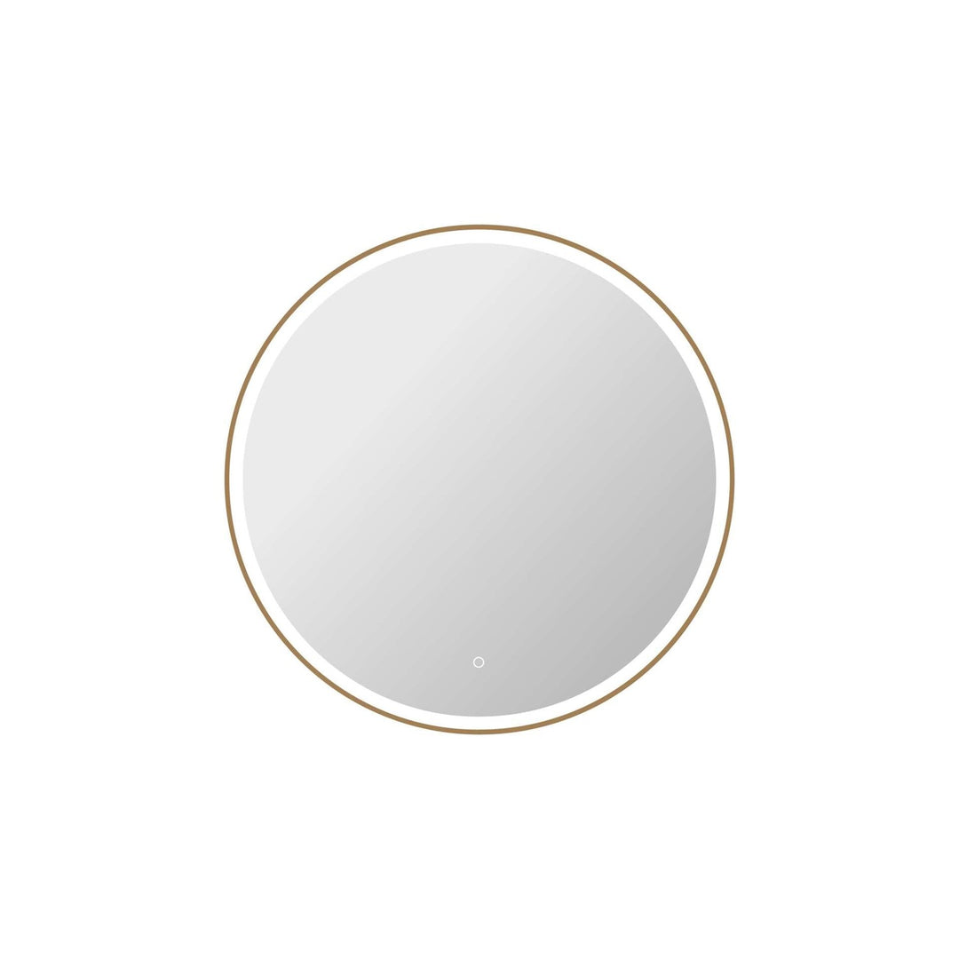 39 Round Led Front And Backlit Wall Mirror In Satin Gold by Elegant Kitchen and Bath